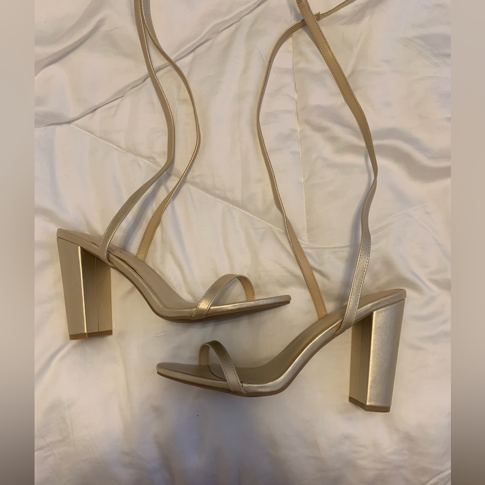 Gold Lace up heels